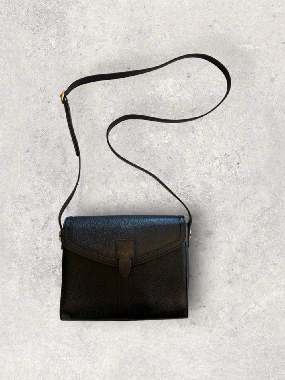 Burberry Black Pebbled Leather Shoulder Bag with Nova Check Interior - Picture 3 of 7